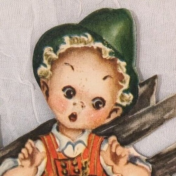 Norway Die Cut Fold Out Table Decor Kids Chicken Paper Dolls Baby Easter Elf Vtg - Picture 9 of 16